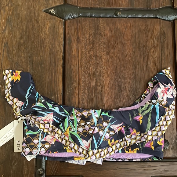 Trina Turk NWT two piece Floral off the shoulder Swim. Top SZ 14 bottom SZ 12 - Picture 3 of 8